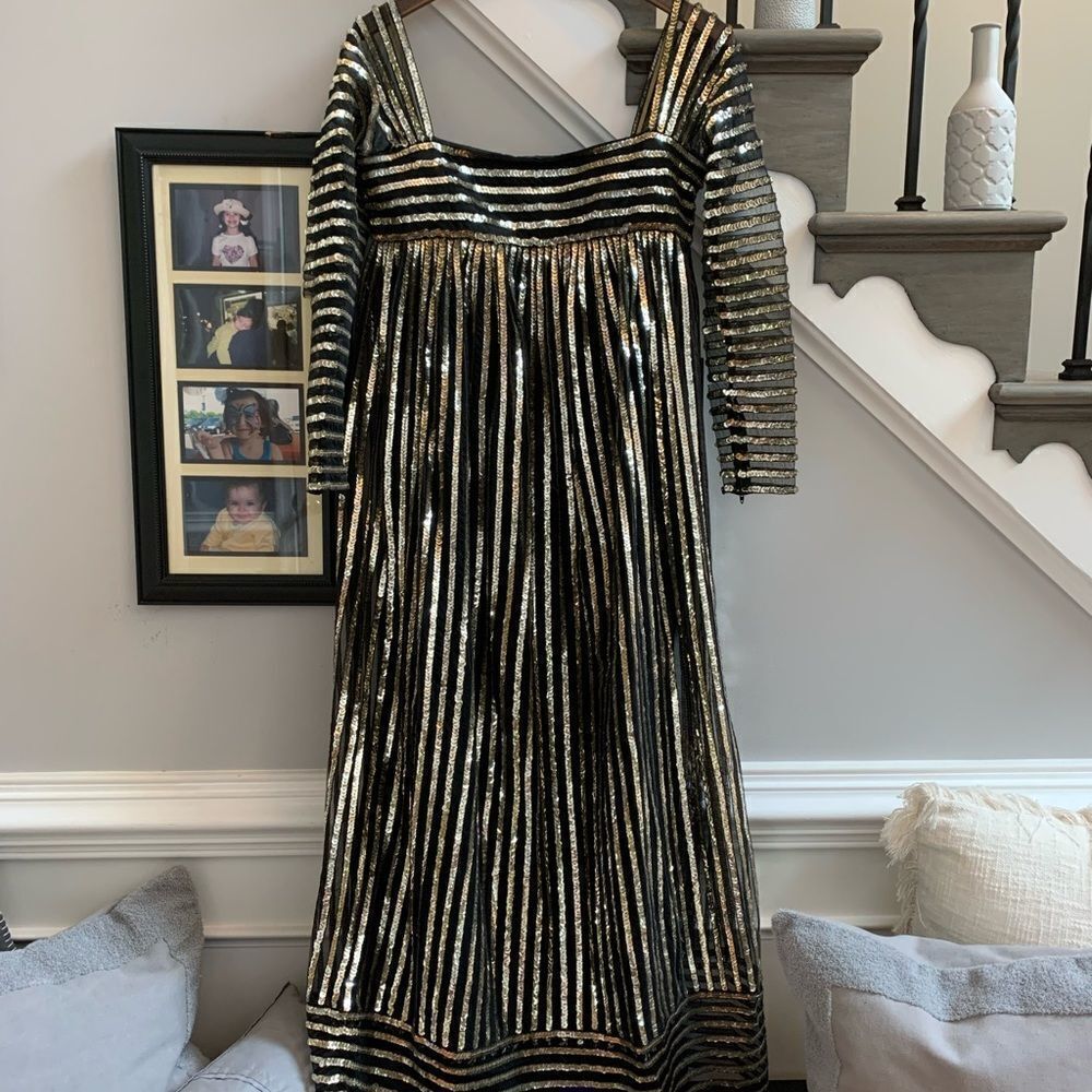 Edna Rozner Vintage Sequin Empire Waist Gown sz M